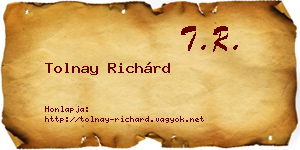 Tolnay Richárd névjegykártya